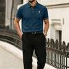 Men Mesh Ice Silk Short Sleeve Polo Shirt with Shirt Collar Button Closure and Embroidered for Summer Casual Wear