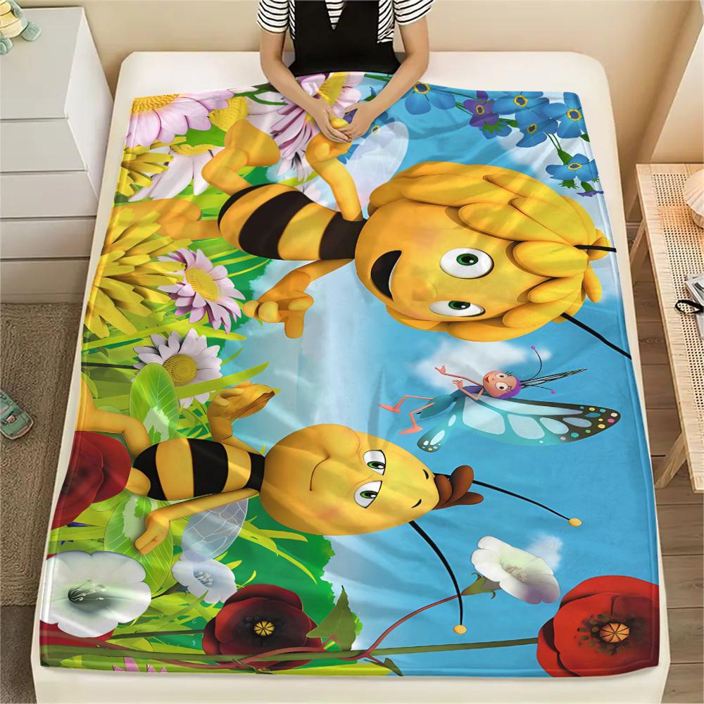 Maya the Bee Print Flannel Blanket,High Quality Comfortable for All Seasons,Home Decor,Warmth and Comfort,Perfect for Christmas Gifts