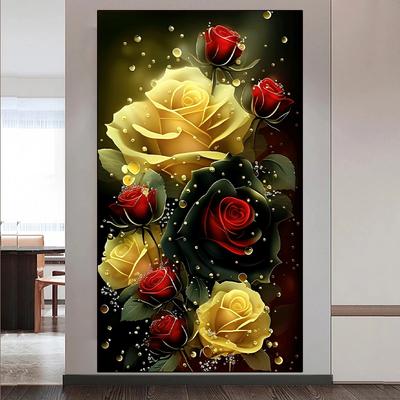 Diamond Painted 5D DIY Gold Rose Full Square/Round Diamond Embroidered Flower Wall Decoration Craft Kit Diamond Painted Art