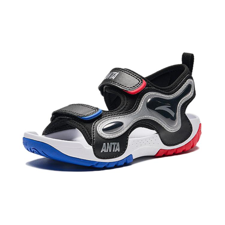 Anta Fashionable Trendy Non-Slip Durable Childrens Sandals Kids Sandals Black Silver White 312439972-3