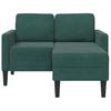 2 Seater L Shaped Sofa with Chaise Longue Dark Green 125 cm Velvet