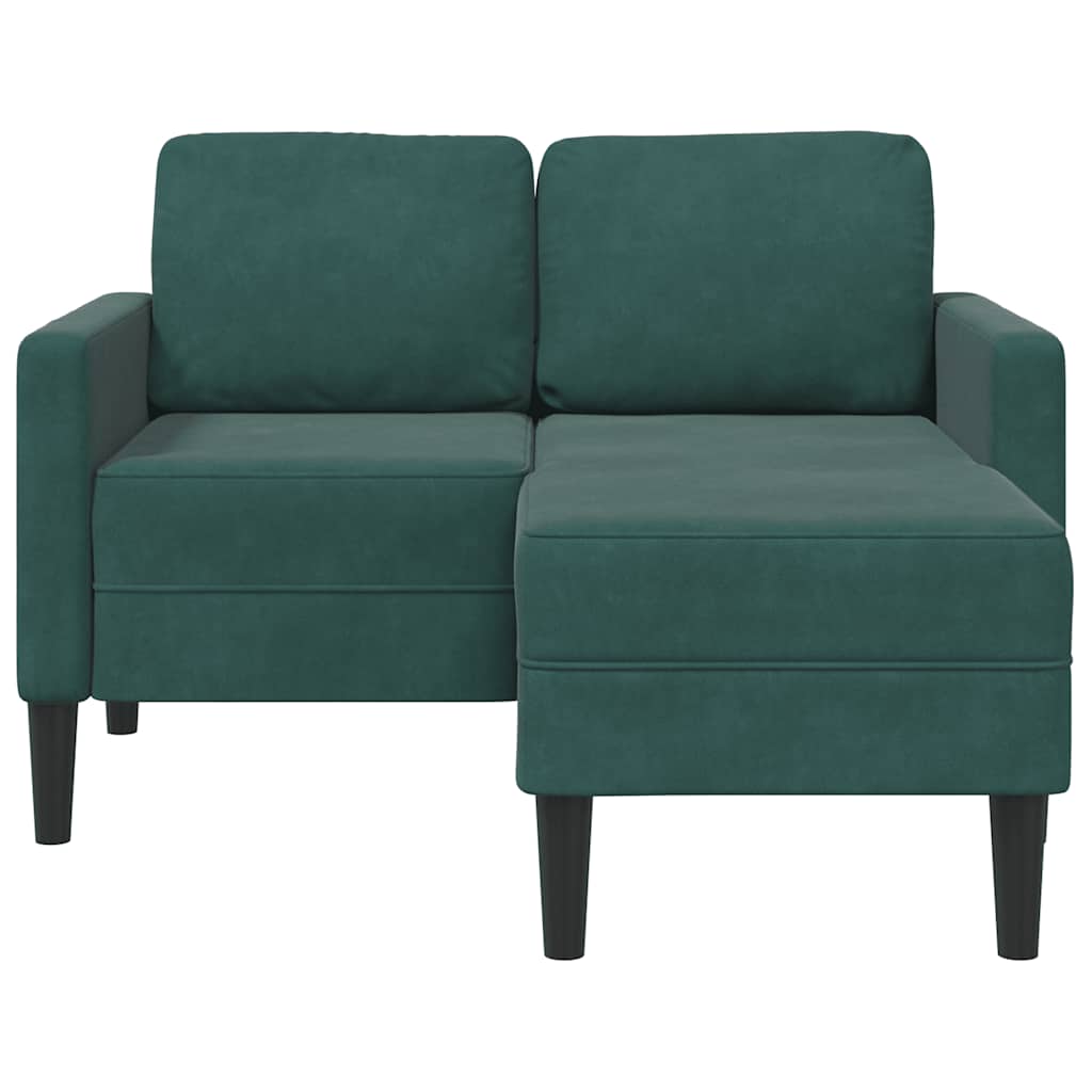 2 Seater L Shaped Sofa with Chaise Longue Dark Green 125 cm Velvet