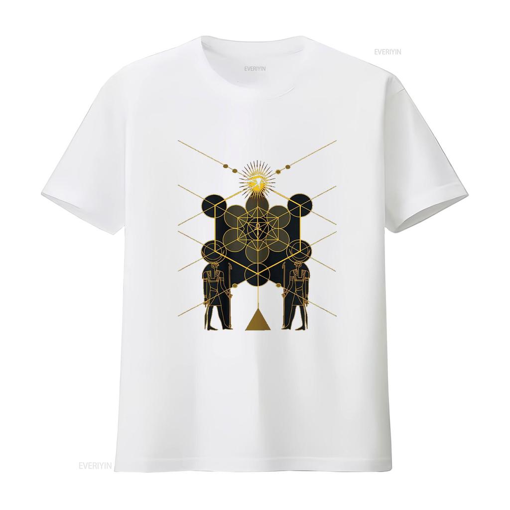 Sacred Geometry Science Egyptian HORUS HERU T Shirt Vintage Washed Homme Top For Everyday Wear Unisex Casual Slightly Stretched