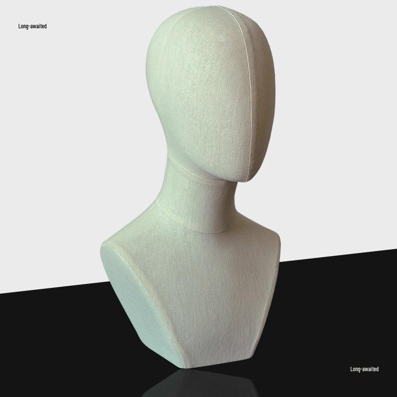 Fabric-Wrapped Mannequin Head for Jewelry, Hats, and Scarves - Pin-Friendly Display Model