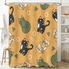Whimsical Cats Shower Curtain: 3D Printed Polyester Fabric Design For Bathroom Decorations Cute Kitten Print In Green, Black, Or