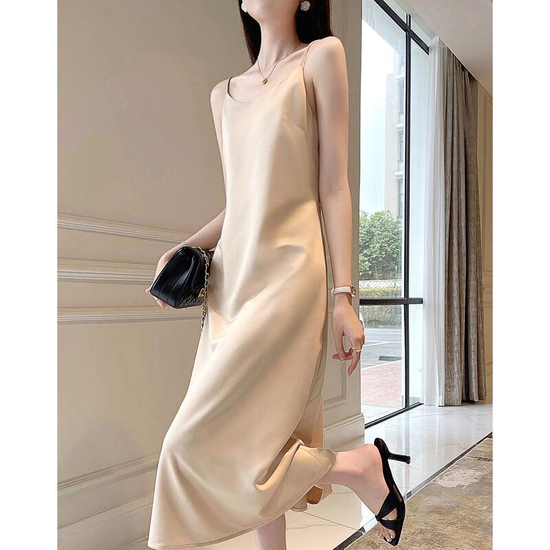 Demana 2025 Sommer Elegantes Glänzendes Satinslip-Kleid