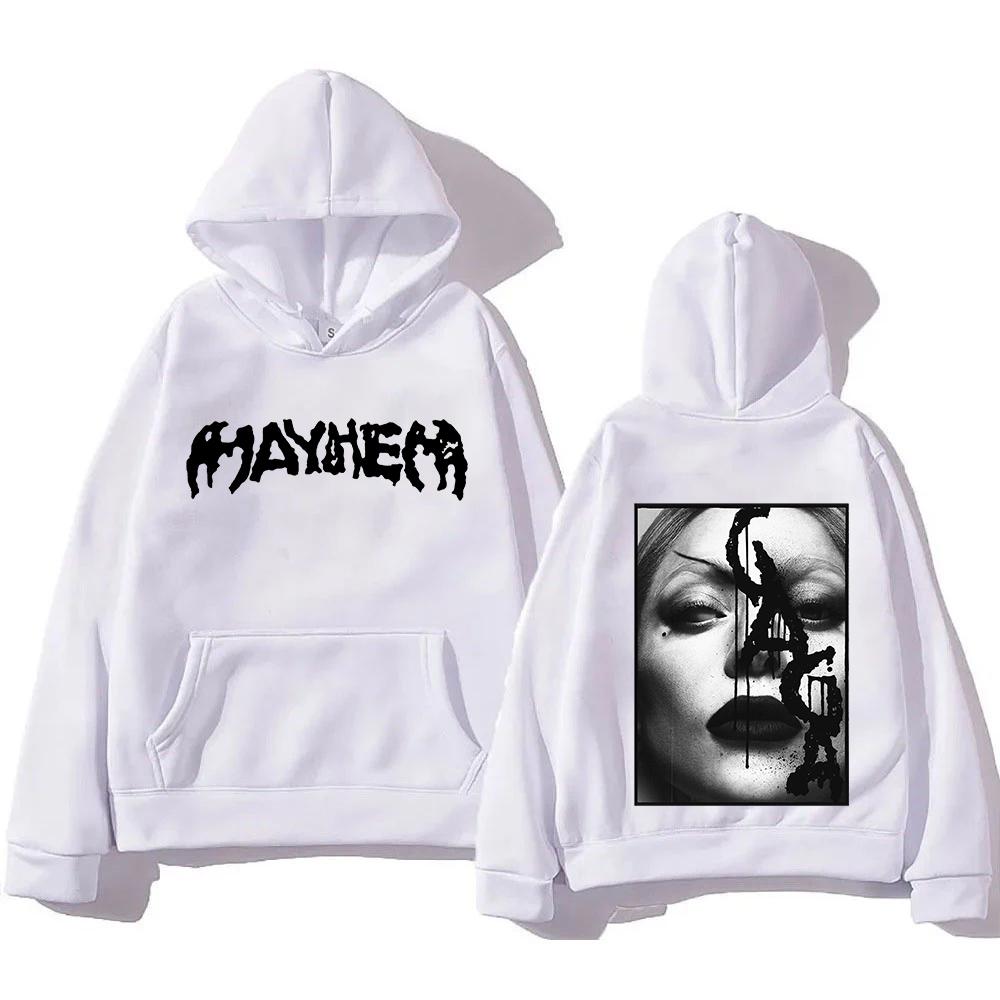 Lady Gaga Mode Kapuzenpullover Lady Gaga MAYHEM Cross Cutoff Print Sweatshirt Herbst Retro Mit Kapuze Kleidung Unisex Locker Streetwear
