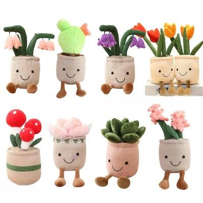 25cm Simulation Cartoon Plant Pot Series Plush Doll Succulent Tulip Lily Plush Toy Home Decor Living Room Bedroom Gift For Girls