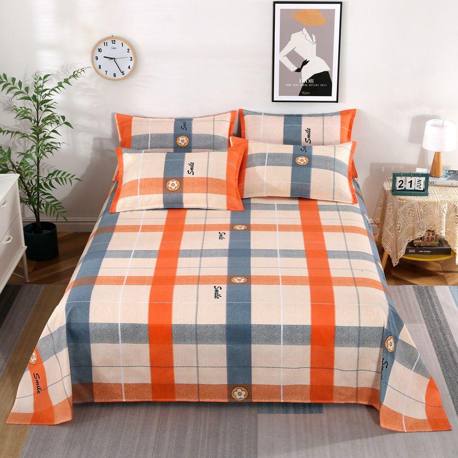 Simple Printed Simple Bed Sheet Single Piece Dormitory Pure Polyester Washed Cotton Single Double Bed Sheet
