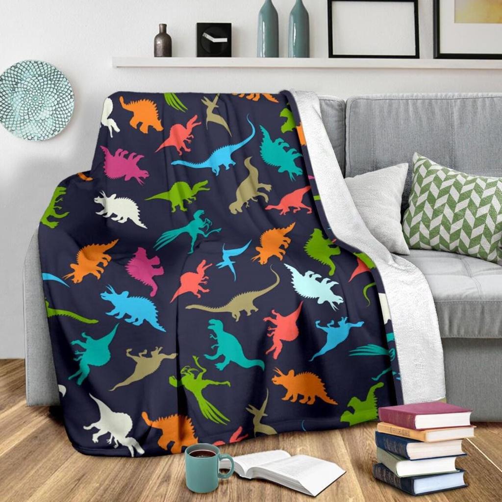 Cartoon Dinosaur 3D Printed Blanket Flannel Blanket Throw Blanket Soft Sofa Kids Blanket
