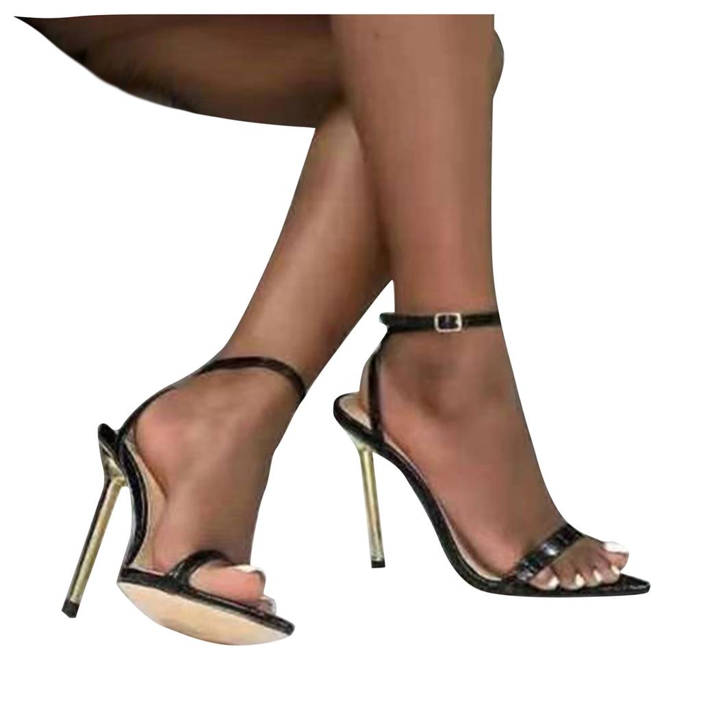 Dámské módní podpatky se špičatou špičkou se sponou Velké podpatky s otevřenou špičkou