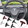 Für Chrome Schwarzes Logo Auto Lenkradabdeckung Aufkleber Abzeichen Emblem Für Model 3 Y X S Aufkleber Ersatz Zubehör