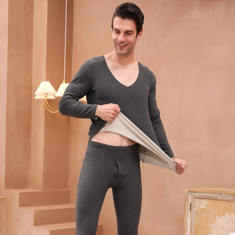 Double-Sided Brushed Seamless Warm Base Layer Set for Men & Women - Fleece-Lined, Perfect for Autumn and Winter