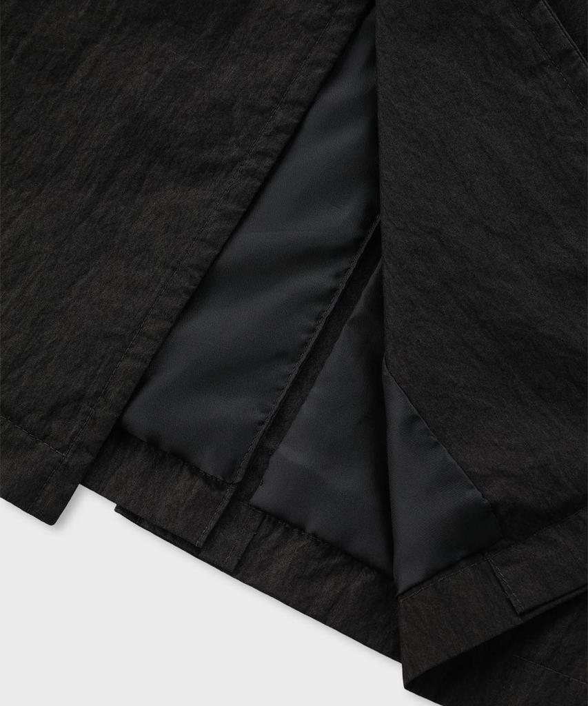 Panicale Cotton Blend Collared Trench Coat [Black]