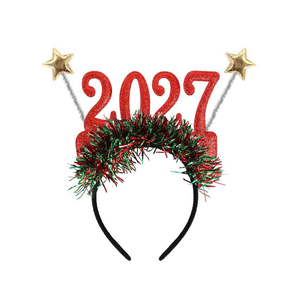 Cute 2027 Happy New Year Headband Sequin Star Strip Headwear Christmas Headpiece  Masquerade Party