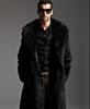 Winter fur integrated jacket men's imitation fur long leather jacket imitation rabbit hair mink coat, slim fur collar medium thickening