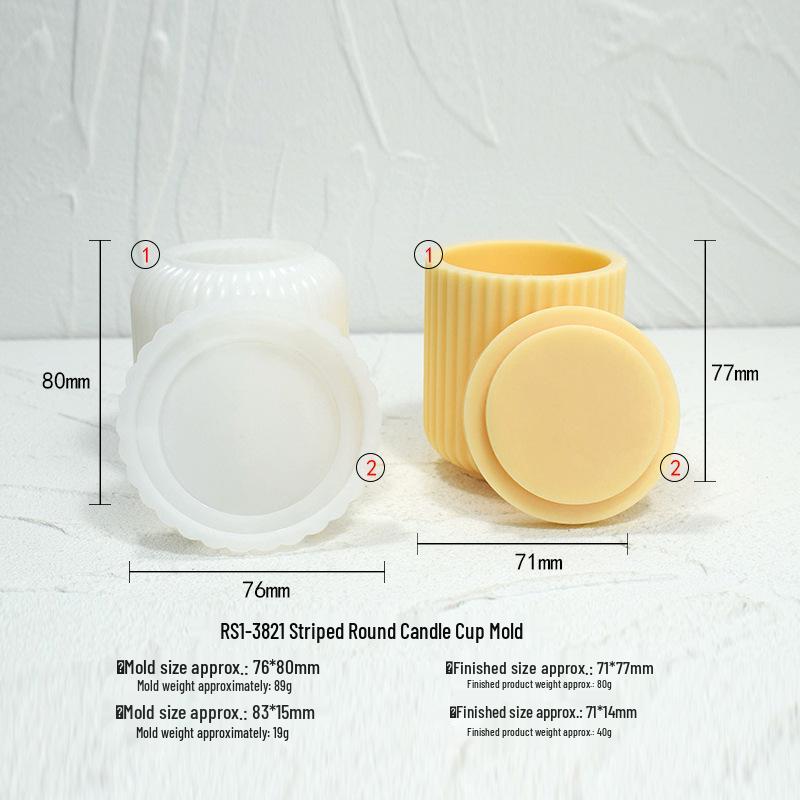תבנית סיליקון עגולה לכוס נר עם מכסה, קופסת אחסון ומראה אפוקסי שרף, עשה זאת בעצמך צמנט, גבס, ארומתרפיה