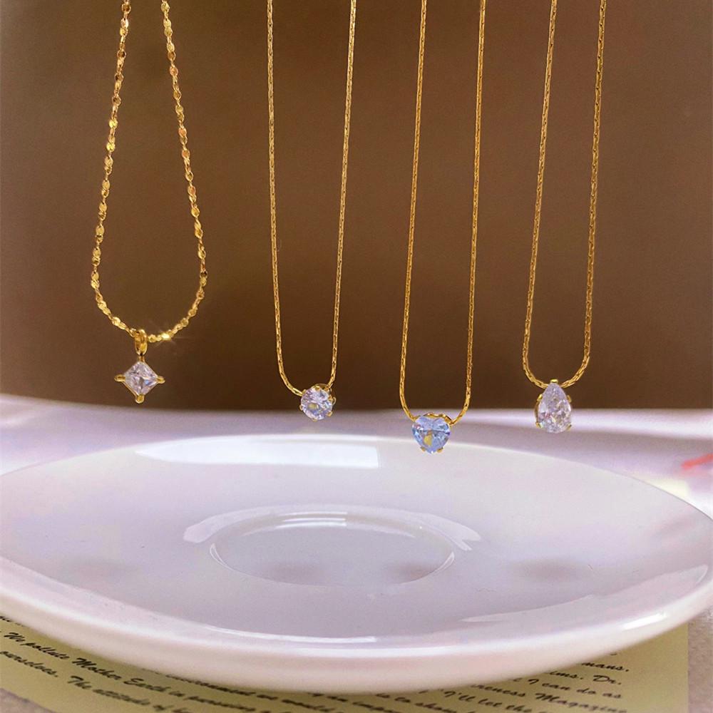 Titanium Steel Diamond Heart Necklace - Sparkly, Colorfast, and Exquisite Design