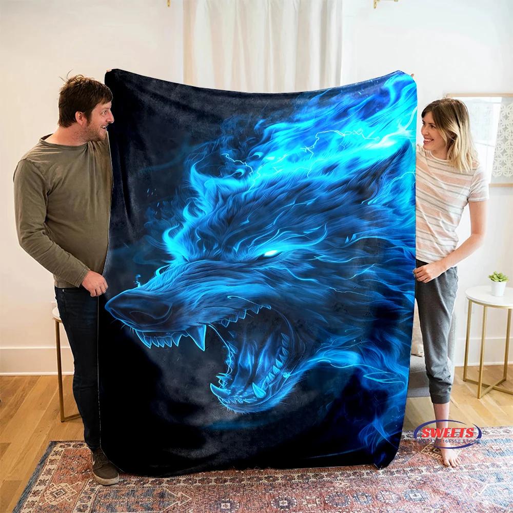 Fine Workmanship Wolf Blanket,Comfortable and Breathable, Machine Washable Blanket,Home Office Nap Blanket for Four Seasons Gift