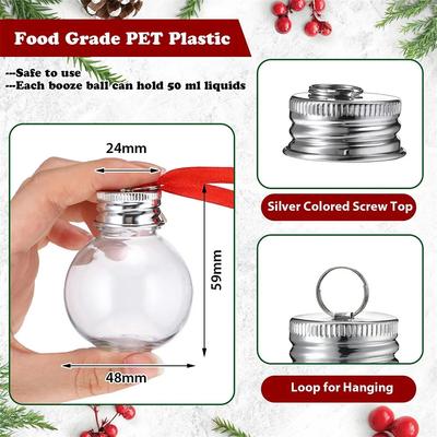 10Pcs Christmas Tree Ornament Fillable Booze Water Bottle Bulbs Shape Plastic Clear Christmas Ball Pendant Home Party Decor