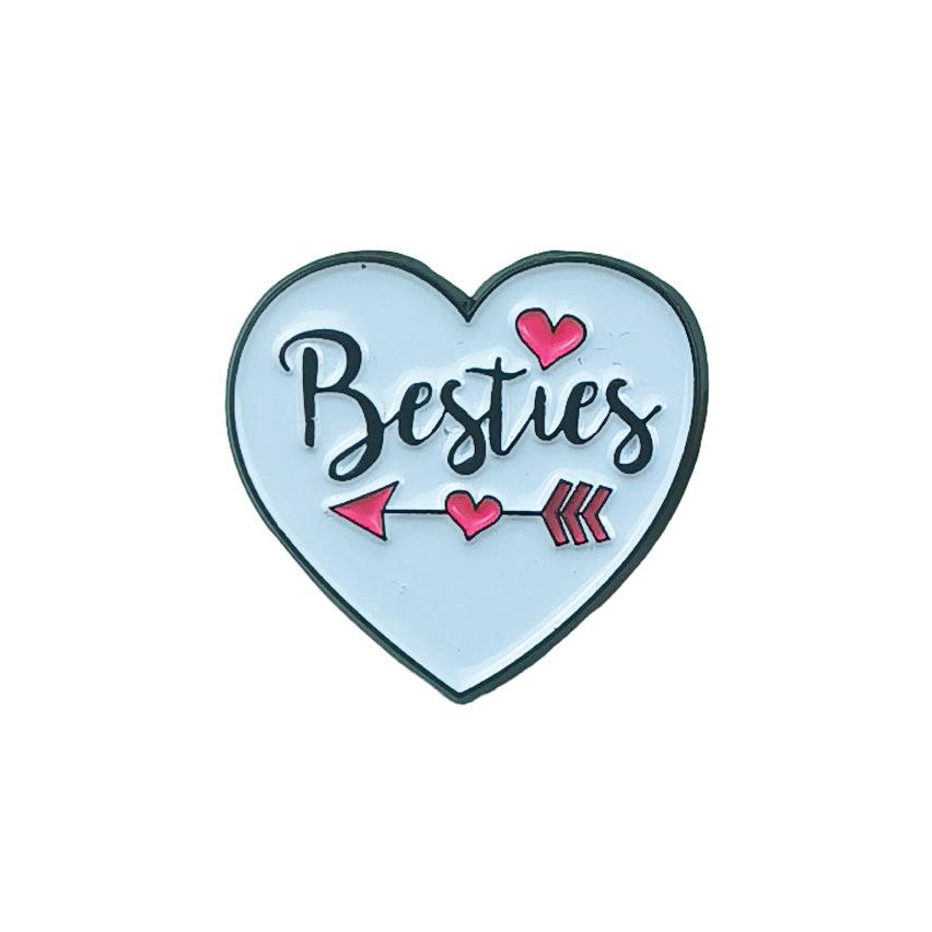 Heart-shaped Brooch Versatile Backpack Ornament with English Letter Metal Badge