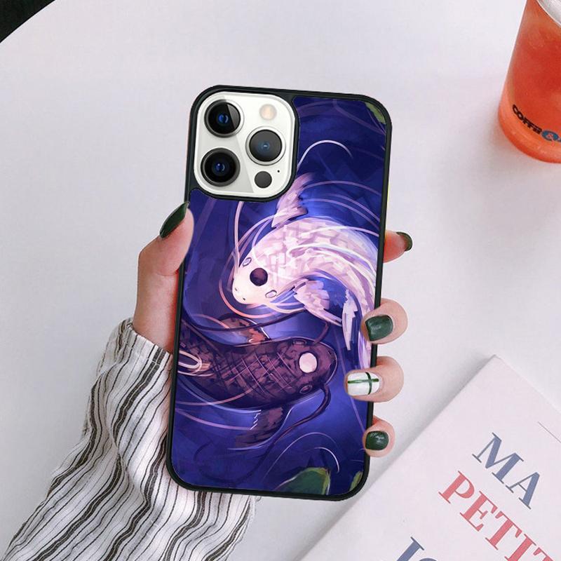 Koi Fish Yin Yang Art Phone Case For iPhone 17 Air 14 13 12 16Pro Max 15  Plus Cover Shell Max coque