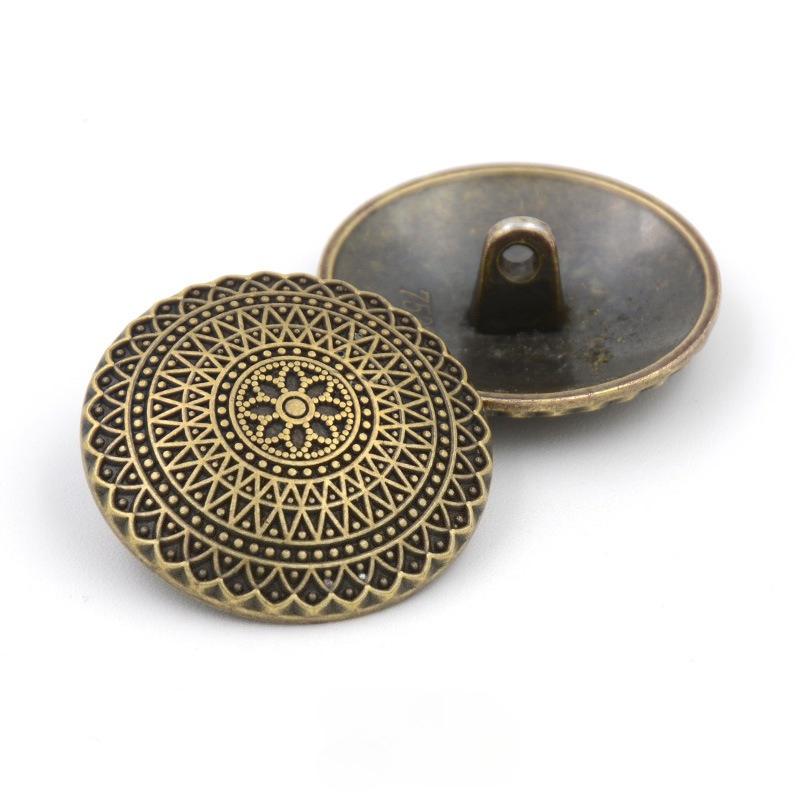 10 uds Botones Metálicos con Caña de Patrón Vintage para Abrigo Chaqueta Cortavientos Decorativos para Ropa Botones DIY Suministros de Costura y Tejido