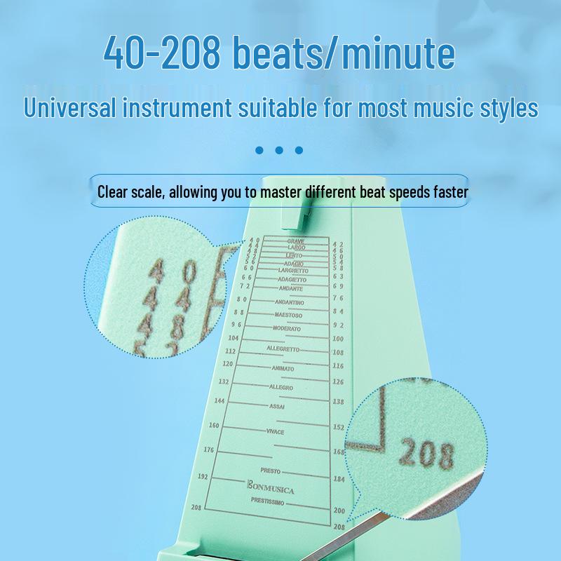 Bonmusica Universal Mechanical Metronome for Piano, Guitar, Violin, Drum, Guzheng, Erhu - Exam Grade Precision