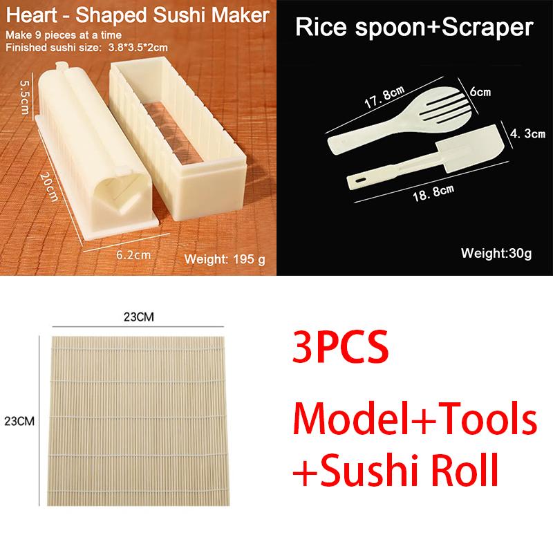 Make Sushi Machine Cutter Sushi Maker Kimbap Sushi Rolls Mold Round Square Heart-shaped Onigiri Molds Rice Balls