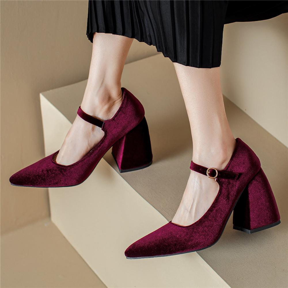 Fashion Women's Mary Janes Shoes 2025 New High Heels Pumps Female Elegant Green Red Party Dance Wedding Shoes Large Size Footwear