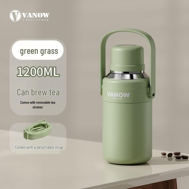 Vanow Large Capacity Stainless Steel Thermos Bottle 1200ml трава зеленый