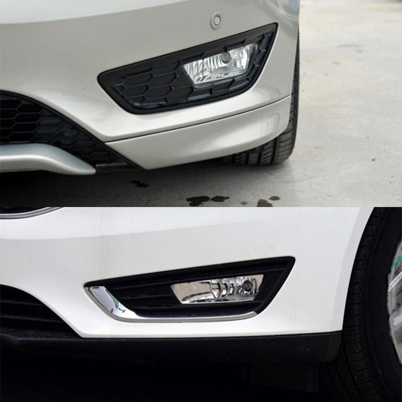 2PCS Front Bumper Fog Lamp Light Grille Trim Cover Frame Lid Bezel For Ford Focus MK3 III 2015 2016 2017 2018 Foglight Foglamp