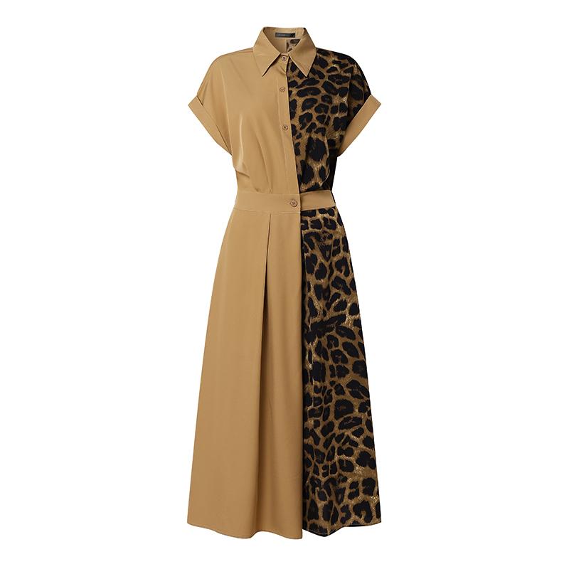 ZANZEA Women Casual Turn Down Collar Summer Short Sleeve Leopard Print Dress