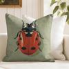 Cute Cartoon Ladybug Cushion Cover Summer Linen Pillow Case Organic Fabric Cushion Cover DoubleSided Print Sofa Home Decor