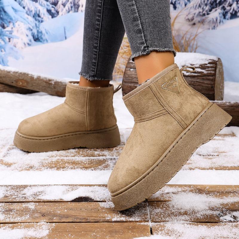 Women's Winter New Platform Snow Boots Fleece Lined Thickened Bread - Style Cotton Boots