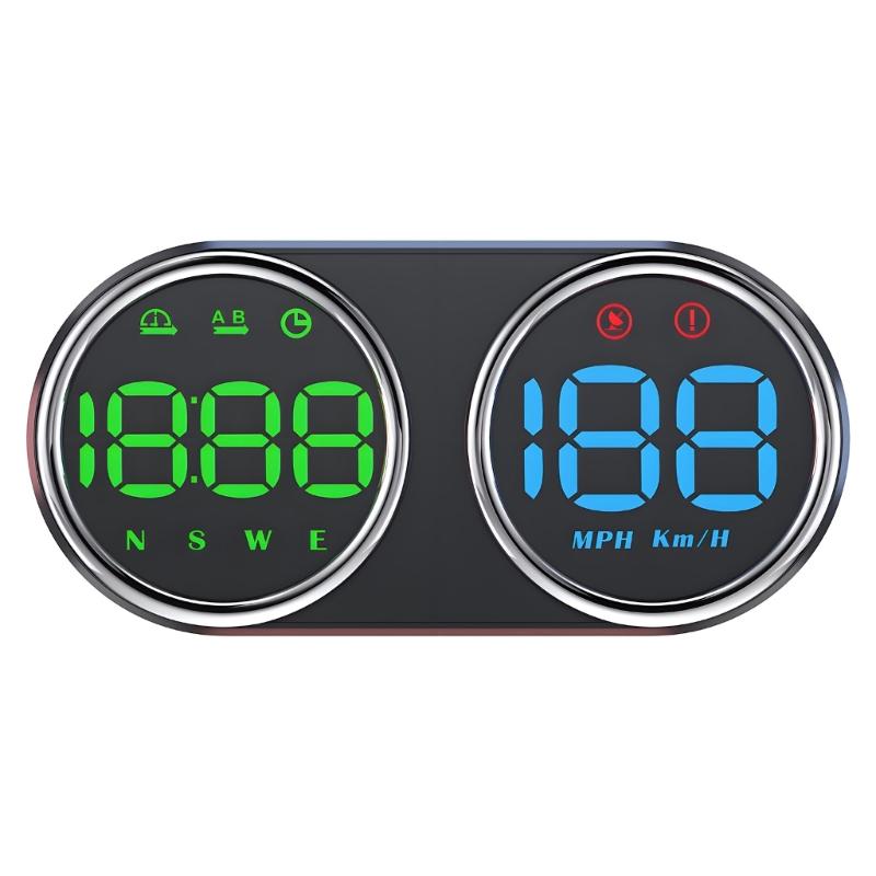 Twin Dial Car Speed Display MPH Dashboard Monitor with Type-C Controls for Daily Commute and Road Trip Driving Use