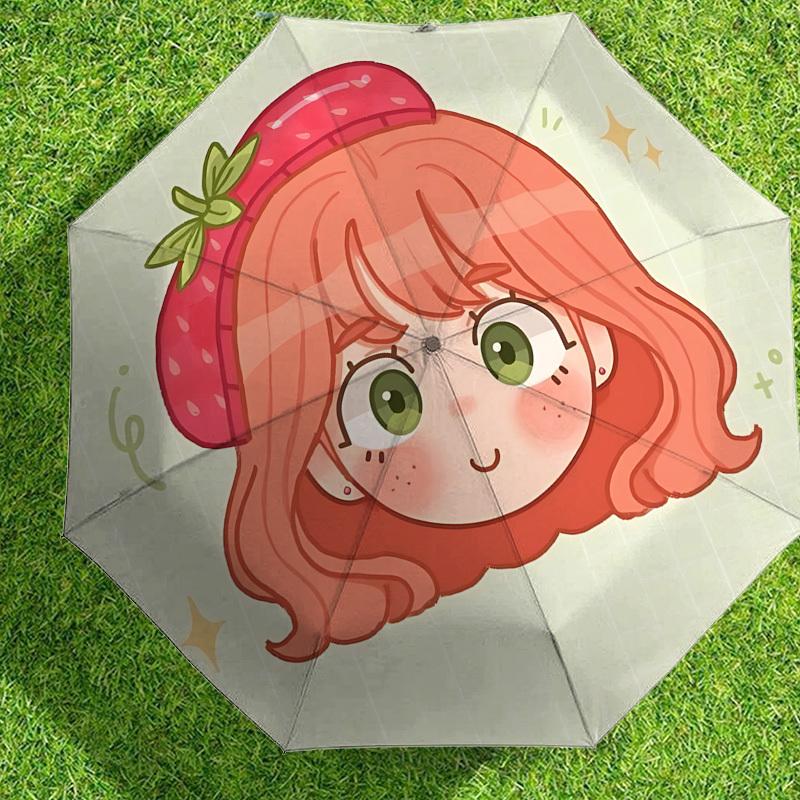 Strawberry Hat Adventure Umbrella: Perfect for Outdoor Fun with Auto-Open/Close Feature, Lightweight and Durable for Travel 183