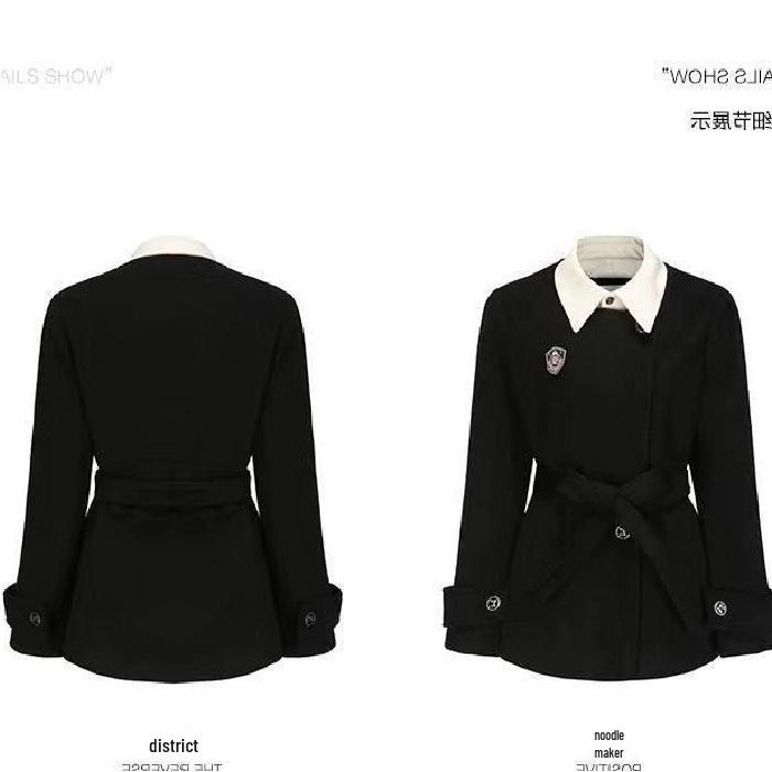 Petite Waist-Cinching College Style Two-Piece Black Suit Jacket Set for Autumn/Winter