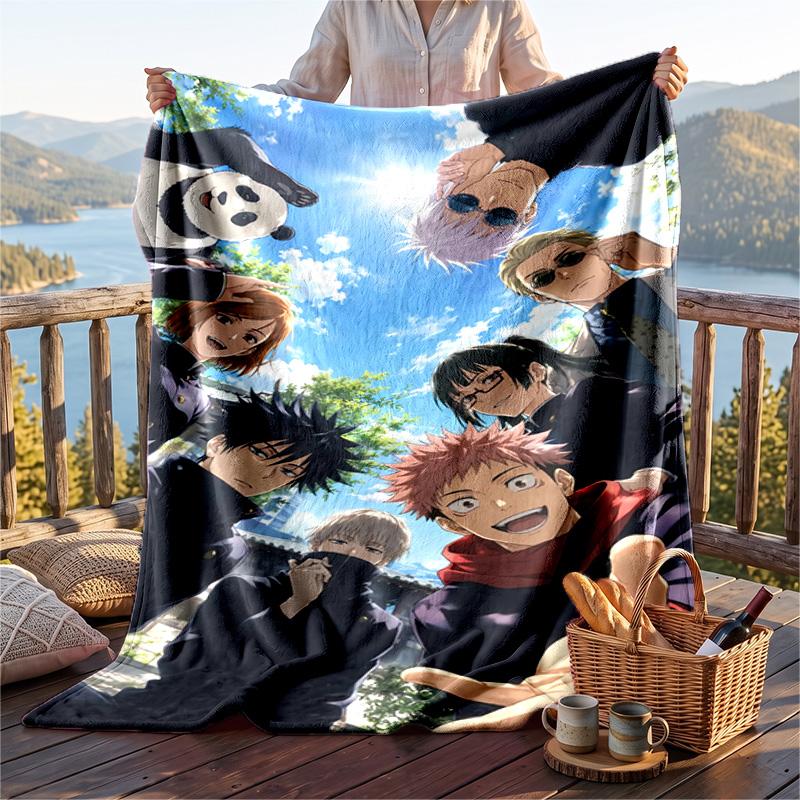 Warm Flannel Throw Blanket,Jujutsu Kaisen Lightweight Cozy Blanket For Bed Sofa And Daily Use