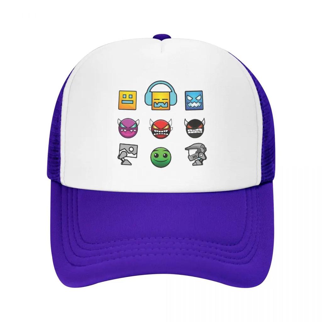 Geometry Dash Cap Fashion Casual Mesh Baseball Caps Adjustable Hat Hip Hop Summer Unisex Baseball Hats Polychromatic