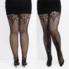 Womens Flower Jacquard Fishnet Suspender Tights Sparkly Rhinestones Mesh Thigh High Stockings Garters Pantyhose Lingerie