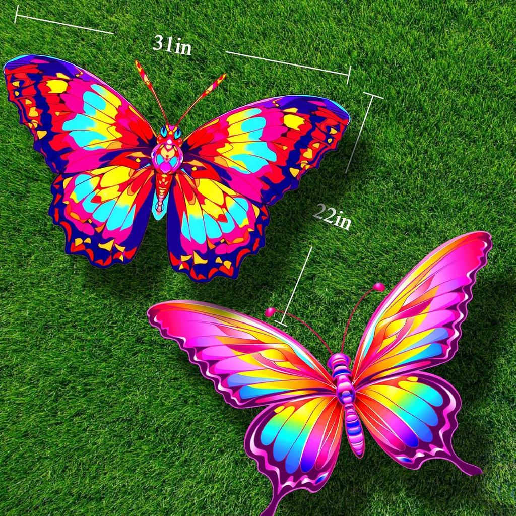 Pair of butterfly kites, butterfly style, pink, for adults and teenagers, ideal for beginners, easy to assemble and operate, includes storage bag,
