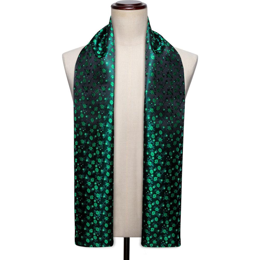 Barry.Wang Jacquard Silk Mens Scarf Floral Paisley Stylish Burgundy Gold Green Red Blue Purple For Male Wedding Business Party