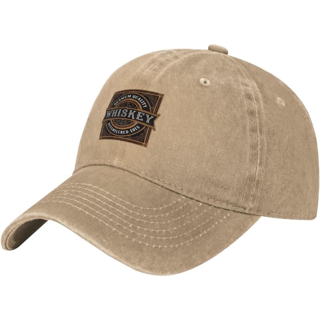 Whiskey Label Washed Baseball Cap Vintage Denim Style Adjustable Golf Hats for Unisex