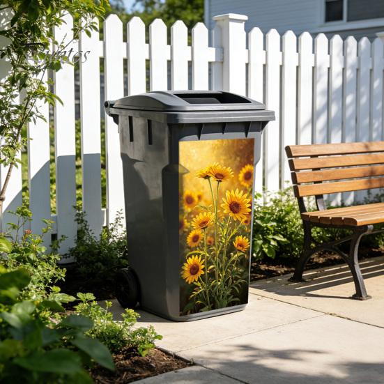 Outdoor Storage Box Decorative Decals Floral Trash Can Stickers, Waterproof Self?Adhesive Bin Decals, Vintage Flower Pattern Decor Home Garden