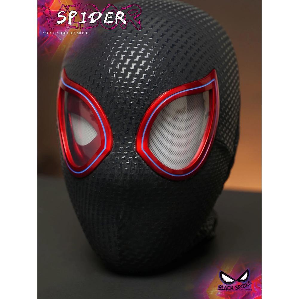 1:1 Miles Morales Mask with Movable Eyes Mascara Electric Gwen Spider Helmet Ring Control Halloween Cosplay Mask Toy Man Gift