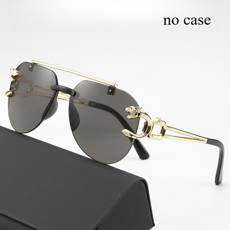 High-end, Stylish Unframed Double-beam Anti-glare Sunglasses with Lion and Tiger Mirror Frames for A Bold, High-impact Look
