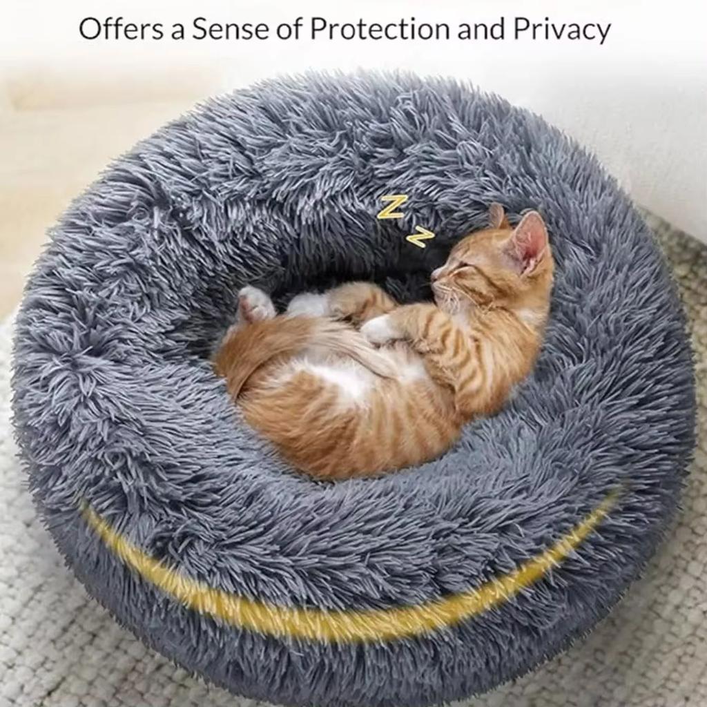 40cm Round Pet Bed for Large Dog Bed Super Soft Cat Bed Long Plush Dog House for Medium Dog House Winter Warm Sleeping