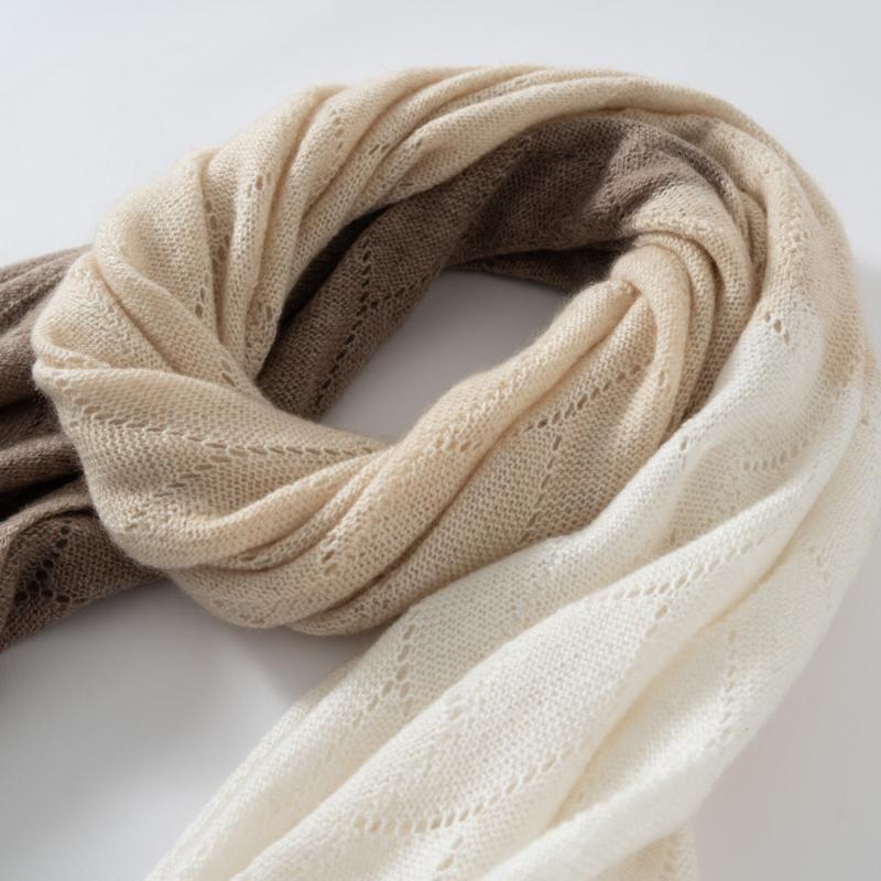 100% Cashmere Women'S Two-Color Cut-Out Scarf And Shawl For Winter Warmth Gradient Knitted Multi-Functional Vest Couple'S Neck