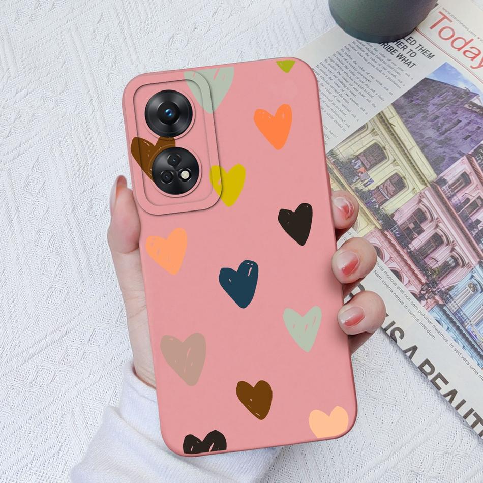Per Custodia Telefono Oppo Reno 8T 8Z Cuore Amore Protezione Fotocamera Morbido Silicone Liquido Copertura Posteriore Per OPPO Reno8T 4G 5G 8 Lite Guscio